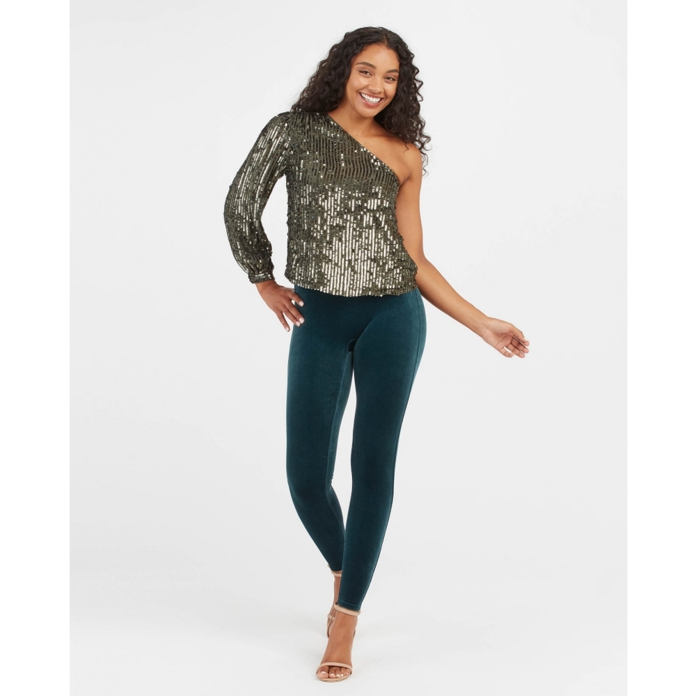 SPANX Velvet Leggings in Malachite